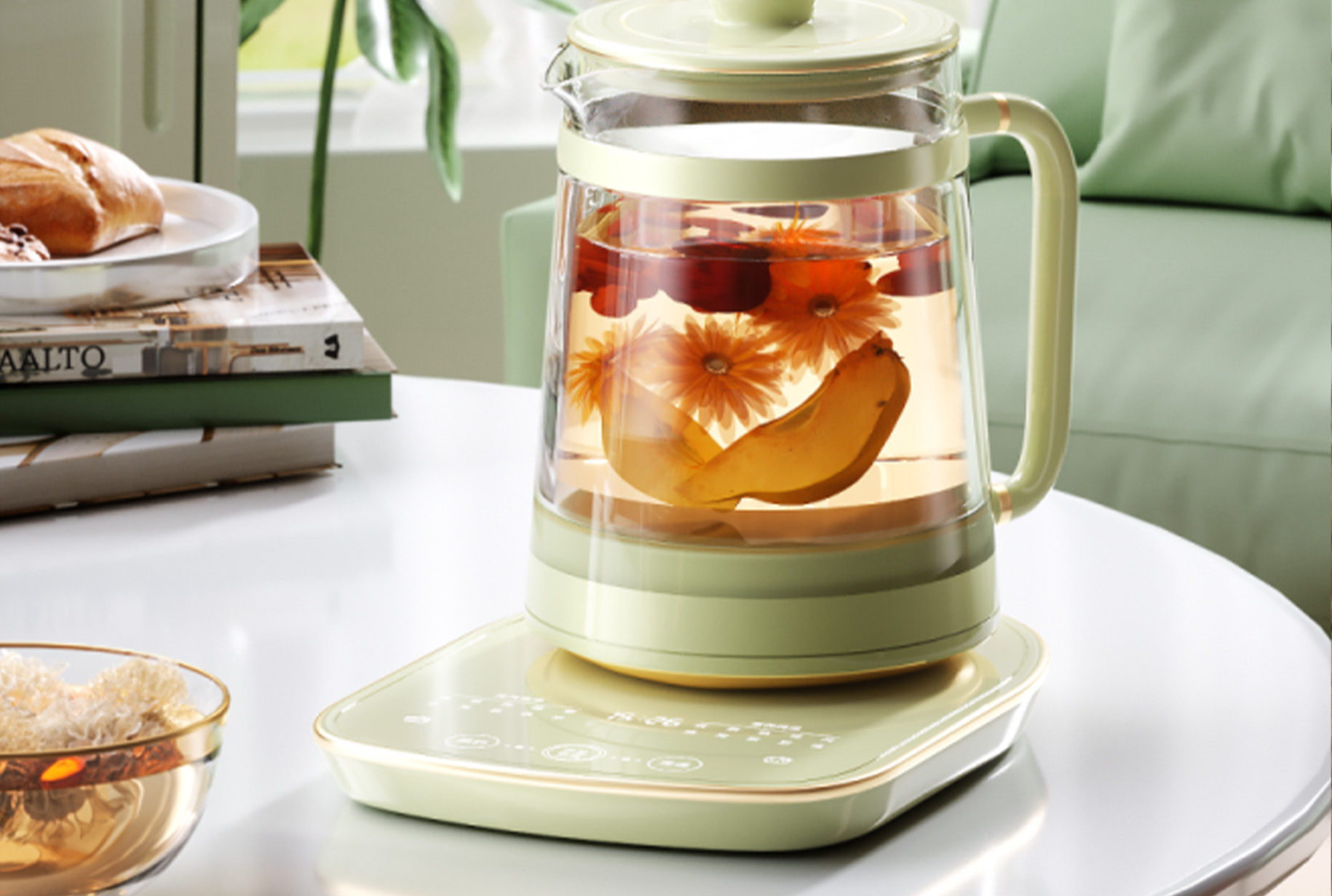 养生壶室内茶壶玻璃壶小清新场景c4d工程